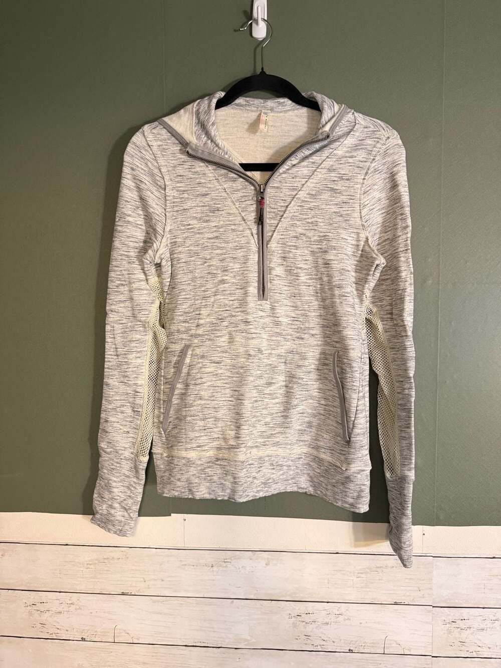 Free People Movement Markie Half-Zip Hoodie Sweatshirt with Mesh Detailing